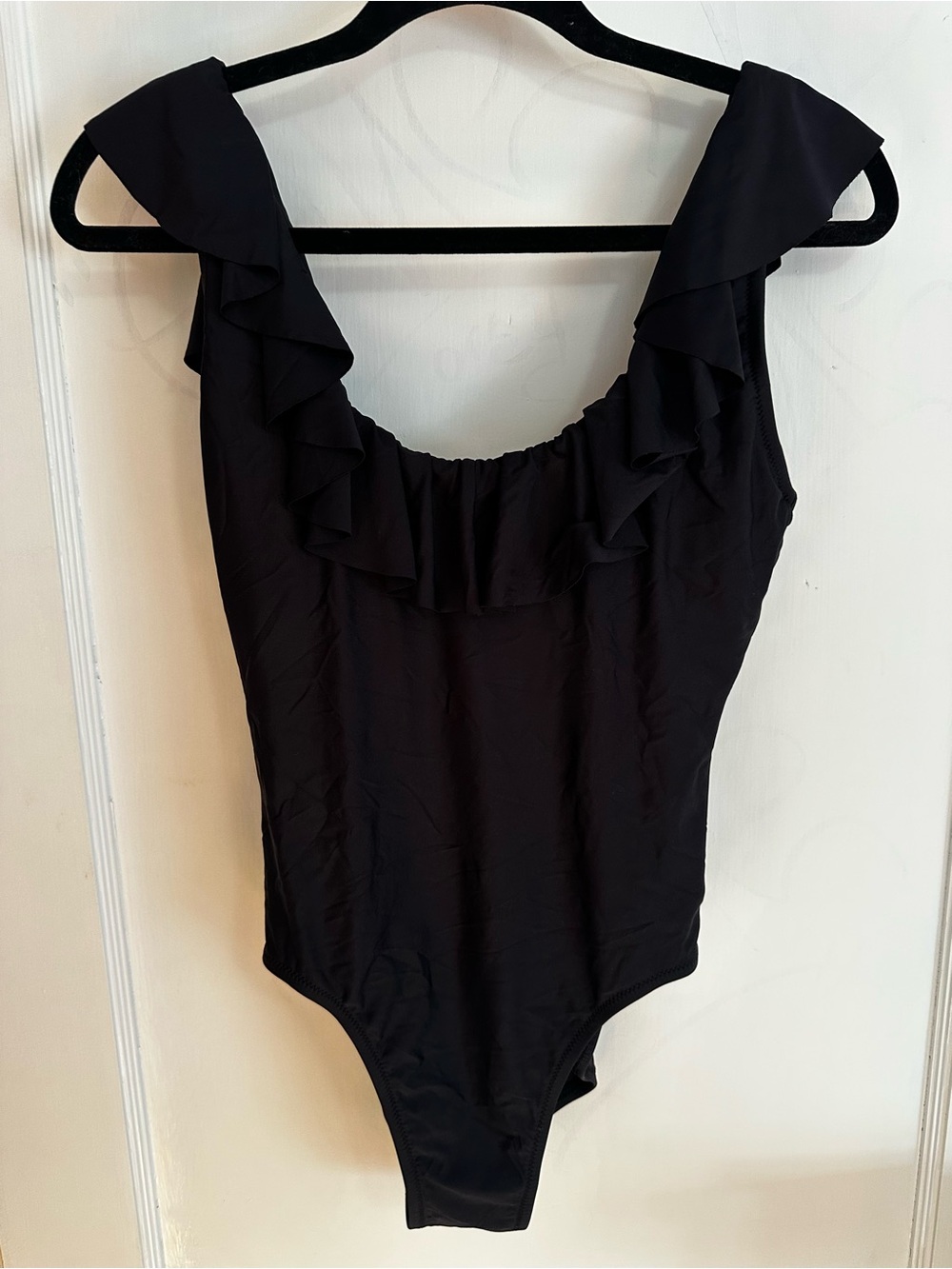 J. Crew Women’s Black Ruffle One-Piece Swimsuit Size 6